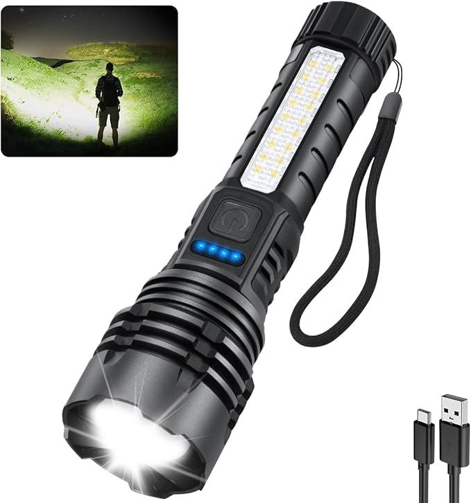 Rechargeable Flashlights High Lumens, 7Mode Super Bright Flashlight Camping, Adjustable Tactical Flash Light High Powered, LED Flashlights for Home Emergency, Christmas Gifts Stocking Stuffers for Men