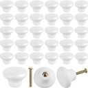 40 Packs White Ceramic Cabinet Knobs, Glossy Ceramic Knobs, Handles Drawer Cupboard Cabinet Knobs for Kitchen Office Bathroom, Wardrobe Drawer, Dresser