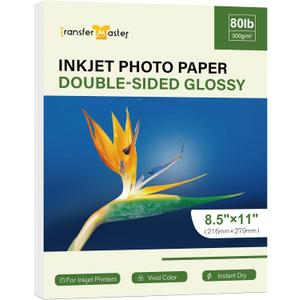 80lb Heavyweight Double Sided Glossy Photo Paper 8.5x11 Inch Thick Cardstock Paper for Inkjet Printers Dye Ink 300gsm for Calendar Cards Printing 50 Sheets