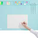 Extra Large 32"24" Silicone Painting Mat with Raised Edges, NonStick Silicone Craft Mat for Resin Casting, Silicon Art Matt for Kids, Creator, Silicone Mats for Crafts, Clay, SAPID, Mint Green