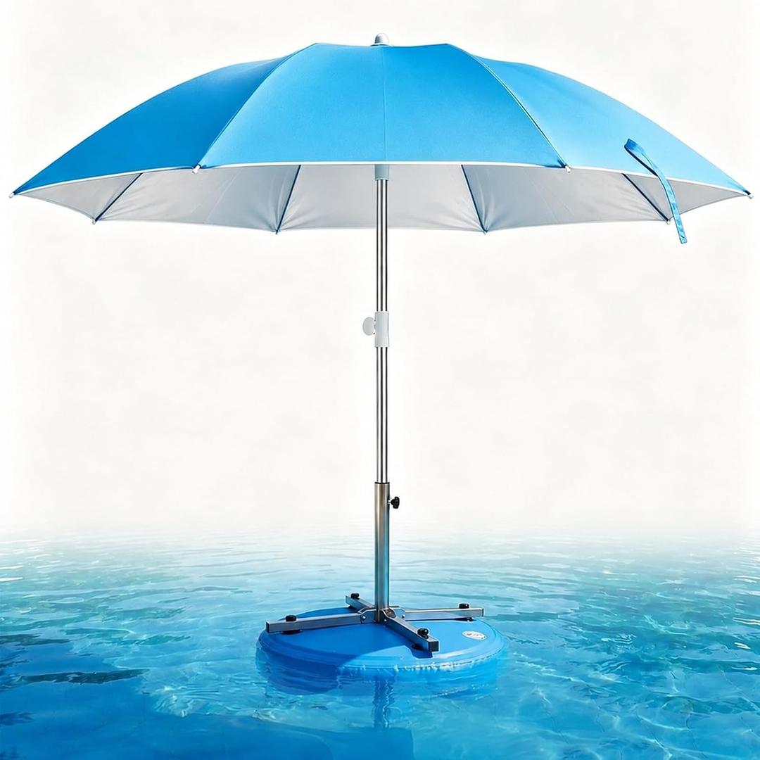 Floating Pool Umbrella, 6.5ft In-Pool Sunshade with UV-Resistant Coating, Portable Outdoor Shade Canopy for Pool, Lake & Beach, Travel-Friendly