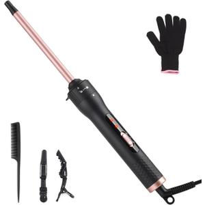 Curling Wand Professional Ceramic Hair Curling Iron 13mm for Short to Long Hair Styler Curler with Glove, Rapid Heating, Dual Voltage