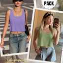 Huukeay 3 Pack Women's Crop Tops Sleeveless Scoop Neck Loose Fit Tank Tops Cropped Workout Tanks Summer Basic Shirts (S)