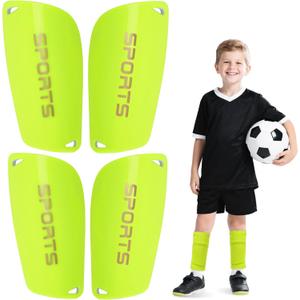 2 x Kids Soccer Shin Guards 2 Pairs Slip-in Youth Shin Pads for Boys Girls, Lightweight PP+EVA Soccer Protective Gear Fits with Shin Guard Sleeves(not Included), Toddler to Teen Sizes Multiple Colors, Medium