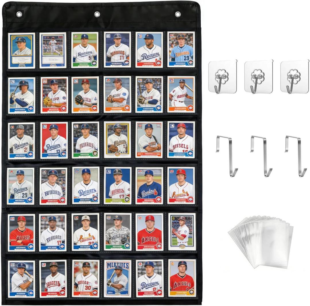 36 Trading Cards Display Case,PSA/BGS/CGC Grading Cards Storage Bag for Baseball Card with PVC Protection & Clear View,Sports Card, Football & Basketball Card Wall Mount case Over The Door