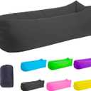 LONGJIN Inflatable Lounger Air Sofa Hammock, Inflatable Couch for Camping, Portable Waterproof Anti-Air Leaking Pouch Couch Air Chair for Outdoor, Beach, Hiking, Picnics, Music Festivals (Black)