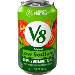 2 x V8 Low Sodium Original 100% Vegetable Juice, 11.5 fl oz Can (EXP 08/19/27)