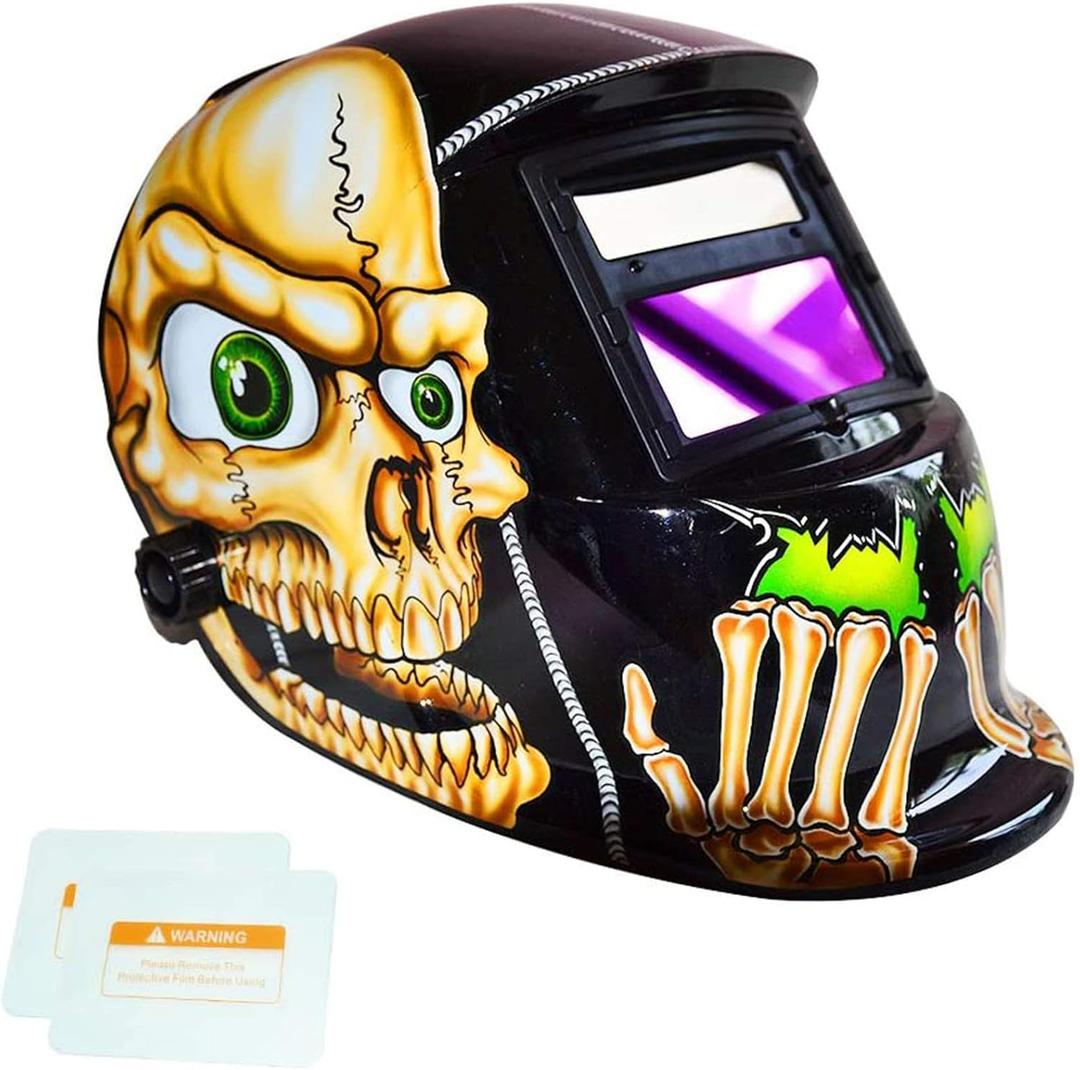 TEKWARE Welding Helmet Solar Power Auto Darkening Hood Welder Mask Breathable Grinding Helmets with Adjustable Shade Range (Gz-107)