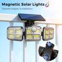 Magnetic Solar Lights Outdoor, Motion Sensor Porch RV Light with Remote IP65 Waterproof 122 LED Ultra-Bright Lighting 270° Wide Angle for Yard Garden Patio Camp