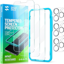 SMARTDEVIL 3 Pack Screen Protector for iPhone 14 Pro with 3-Pack Camera Lens Protector, 9H Clear Tempered Glass Film [Military Grade Shatterproof], Alignment Frame, 1 Pack