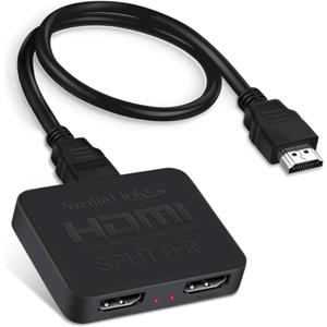 avedio links HDMI Splitter 4K@60Hz, HDMI Splitter 1 in 2 Out, HDMI Splitter for 2 Same Screen Only Mirror Screens, Support 3D Dol-by Vision Atmos HDMI2.0b, HDCP2.2, 18.5Gbps, Auto Scaling,FullHD 1080P