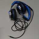 AILIHEN C8 Kids Headphones Wired, On-Ear Headphones with Microphone and Volume Control Foldable Corded Stereo 3.5mm Headset for School Teens Smartphones Chromebook Laptop Tablets Travel (Black Blue) (Medium)