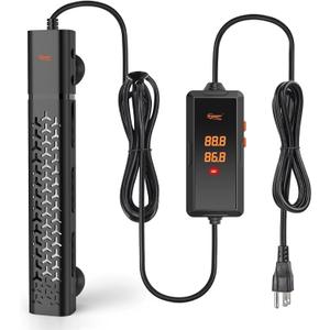 hygger 500w Aquarium Heater, Submersible Fish Tank Heater with Digital LED Controller and Intelligent Leaving Water Automatically Stop Heating System,for 75-130 Gallon Tanks