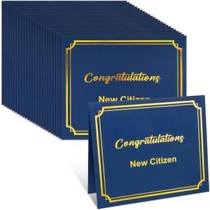 Tenare 24 Pcs US Citizenship Certificate Holders Citizenship Congratulations Gifts Naturalization Certificate Holder with Gold Foil Border for Letter Size 8.5 x 11 Inch, Navy Blue
