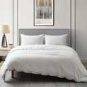 DAPU Linen Duvet Cover King, Washed Lightweight Bedding Set with Buttons Closures, 3 PCs Hypoallergenic Soft Linen Cotton Blend Duvet Cover Set with Multiple Corner Ties (Off-White/Cotton Linen, King)