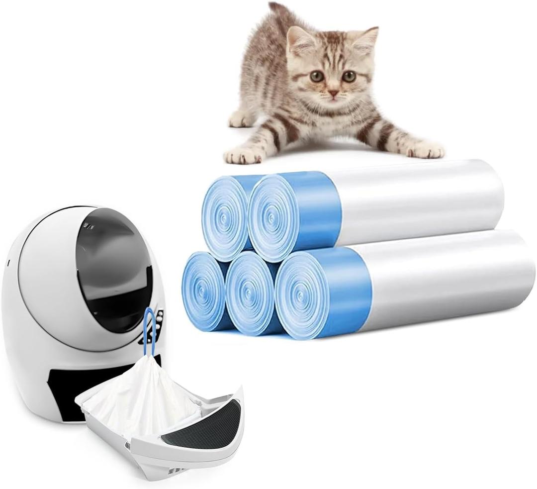 100 Packs Cat Litter Bags with Drawstring, Compatible with Litter-Robot 3/4 Cat Litter Box, Replacement Waste Bags Eplacement Liners Waste Bags