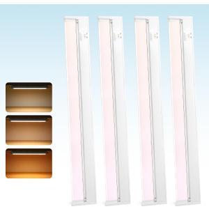 24" 4Pack Hardwired Under Cabinet LED Light Plug in, 16W 1200LM, 3CCT (3000K/4000K/5000K), Rotatable 45, Connect Up to 10 Fixtures, Under Counter Lights Linkable for Kitchens and Offices