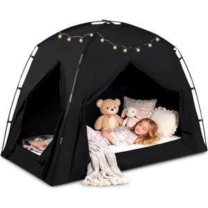 Bed Tents for Kids and Adults, Portable 100% Breathable and 93% Blackout Dream Play Tent, 3 Doors Big Privacy Space Sleeping Canopy for Floor or Twin Full Queen Sizes Bed