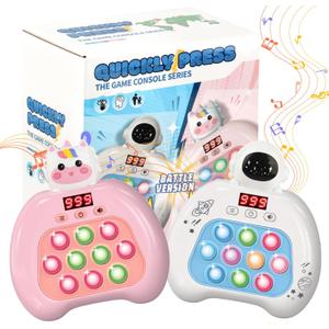 Fast Push Pop Fidget Toys for Kids, Handheld Puzzle Game with LED Screen & Multiplayer Mode, Sensory Toys for 3-12 Year Old Girls Boys, Fun Battle Gifts for FriendsWhtie