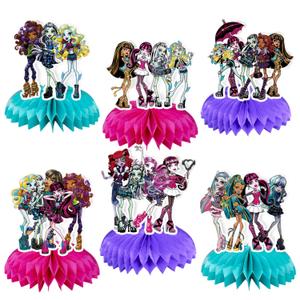 6Pcs Party supplies set Honeycomb Centerpieces Double Sided Table Topper for birthday party decoration monster high