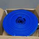 LINEX 2 IN x 100 FT Pool Backwash Hose - Heavy Duty Reinforced PVC Drain above Ground Swimming Pool Hoses, Flat Water Hose for Sump Pump Waste Discharge & Sand Filter Drainage, with Clamp (Blue)