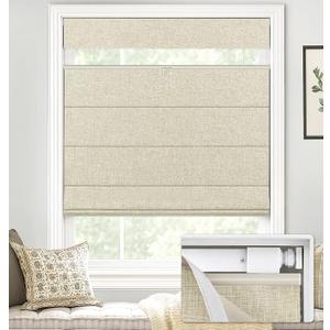 LazBlinds No Drill TDBU Roman Shades, Blackout - Beige, 34" W x 64" H
No Tools Top Down Bottom Up Cordless Fabric Blinds for Window, Thermal Insulated UV Blocking for Bedroom & Living Room