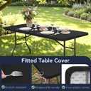 Fitted Tablecloths for 8-Foot Rectangle Tables - 6 Pack Outdoor Picnic Table Covers with Elastic, Washable Folding Table Protector for Party Banquet Graduation, 30x96 Inch, Black