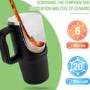 Zukro 24 oz Ceramic Lined Tumbler with Handle and Straw, No Metal Taste, Insulated Stainless Steel Coffee Mug with Spill Proof Lids for Home/Office, No Sweat, Keep Drinks Hot or Cold, Black