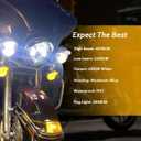7 inch LED Headlight, 4.5 Fog Passing Lights, with Mounting Ring for Touring Road King Ultra Classic Electra Street Glide Tri Cvo Heritage Softail Slim Deluxe Fatboy Black