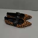 Studs Buckle Strap Ballet Flats Shoes for Women Pointed Toe Ballerina Shoes Mary Jane Flats Comfortable Casual Date Work Driving Dress Shoes (7, Leopard)