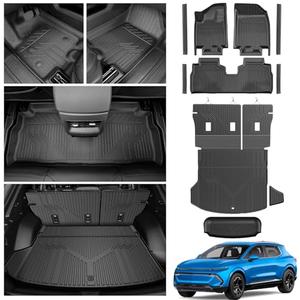 LUMWAY Floor Mats for 2024 2025 2026 Chevy Equinox EV(Non Fuel) Trunk Mat with Backrest Mat and Storage Mats, Door Sill Protectors, All Weather Cargo Liner Back Seat Cover for Equinox EV Accessories