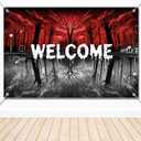 Welcome to The Other Side Backdrop, 5x3ft Stranger Spooky Forest Banner Upside Down Spooky Themed Party Decorations for Halloween Birthday Room Wall Decor Photo Props