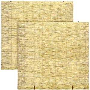 DoubleFill 2 Pcs Bamboo Shades Outdoor Reed Roll up Blinds 60" W x 72" H Blackout Sunshade Cordless Bamboo Blinds for Home Porch, Patio & Windows Decor Shutters Sunlight Privacy Screen(Natural)