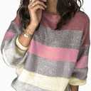 ANCAPELION Womens Casual Sweater Pullover Winter Basic Sweatshirt Long Sleeve Cozy Knitted Jumper Tops Loose Fit (Large, Gradient Pink)