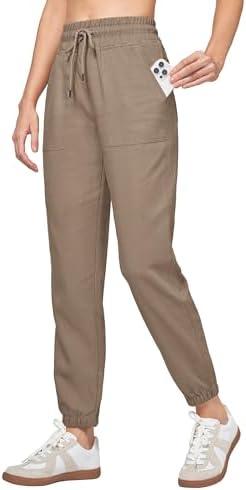 Willit Women Linen Pants Joggers Casual Lightweight Lounge Cotton Linen Travel Beach Summer Pants with Pockets 25.5"/28" M