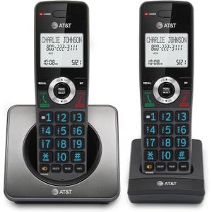 AT&T GL21012 DECT 6.0 2Handset Cordless Phone with Call Block & Caller ID  FullDuplex Handset Speakerphone, 2" White Backlit Display, Lighted Keypad, Graphite & Black