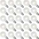 25Pack G40 LED Replacement Light Bulbs, 0.6W Frosted White LED Globe Bulbs for Outdoor String Light (E12 / C7 Screw Base Sockets), Warm White 2700K, Dimmable