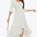 HomRain Women's Wedding Guest Dress Elegant Formal Cocktail Bell Sleeve Dress for Prom Homecoming Tea Party S