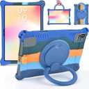 DETUOSI Silicone Case for Plimpton PlimPad P60 10 inch, Multi Angle Protective Case for Moderness MB1001 10 inch, Hoozo 10.1 inch, VASTKING KingPad K10 10.1 inch Tablet, Dazzling Dark Blue