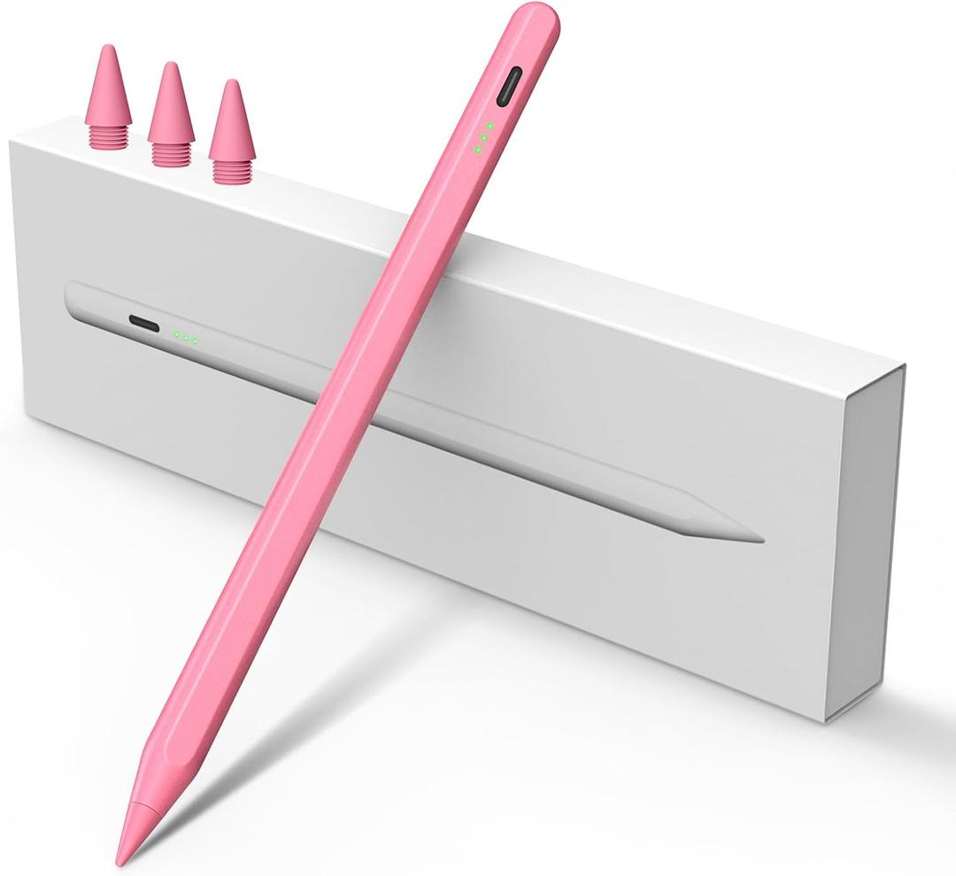 Stylus Pen for iPad W/Palm Rejection Tilt Sensitivity,13 Mins Fully Charged,MEKO Active Touch Screen Apple Pencil Compatible W/iPad 6/7/8/9/10,Pro12.9&11",Air3/4/5,mini5/6-Pink