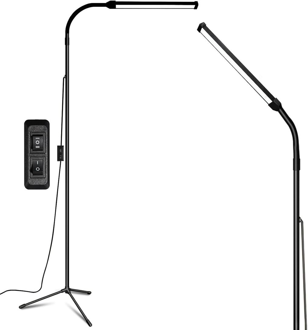 Led Floor Lamp for eyelash extensions Standing light Floor Lamps for Office Standing Lamp Brightness eyelash lamp tattoo Light Eye Caring Reading lamp for Bedroom makeup light lash light extension (Metallic Black)