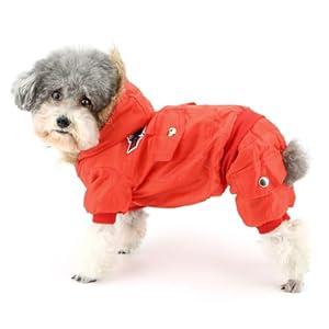 ZUNEA Padded Waterproof Small Dog Winter Jumpsuit Pet Puppy Jacket Coat Fleece Warm Snowsuit Airman Chihuahua Yorkie Outfits Clothes Apparel Red L