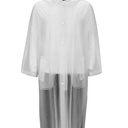 Raincoat Made With Heavy Gauge Waterproof Vinyl Full Cut Attached Hood White For Women And Men Size 120 cm - 160 cm