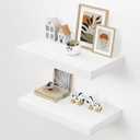 Dreamland 24" Floating Shelves for Wall, 12" Deep Thicker White Floating Shelves, Wall-Mounted Shelves for Bedroom, Living Room, Kitchen, Bathroom - Set of 2