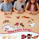 24 Set Ninja Party Favors - with Magnets Diamond Stickers Glitter Glue Pens - Karate Party Favors for Kids - Non-Toxic DIY Wooden Ninja Paint Crafts - Goodie Bags Gifts Prizes for Kids Boys Toddler
