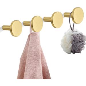 Gold Brass Coat-Hooks Wall-Mounted - 5 Pack Modern Decorative Heavy Duty Rack for Hanging Towel Hat (Style B)