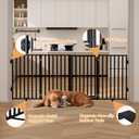 Full Metal Freestanding Dog Gates with Door, 36" Height Dog Fences for Indoor & Outdoor, Extra Wide Foldable Pet Gates for Stairs, Hallways, Doorways, Yard (4 Panels, 80" W 36" H)