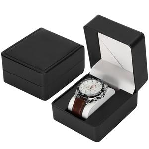 BAOPEND PU Leather Watch Gift Box, Premium Single Watch Holder Case for Women Men, Watch Storage Organizer Display Boxes with Cushion (Black)
