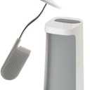 Joseph Joseph Flex Plus - Smart Hygienic Silicone Toilet Brush with Storage Bay Caddy, flexible, anti-drip, anti-clog deep clean head - Large, White/Grey