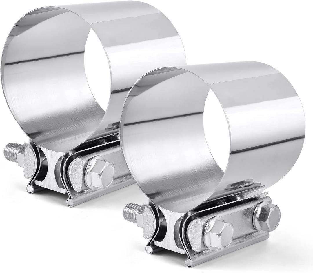 SPEEDWOW 2.0 Inch Exhaust Clamp - Butt Joint Band Coupler Sleeve (2 PCS) - Stainless Steel